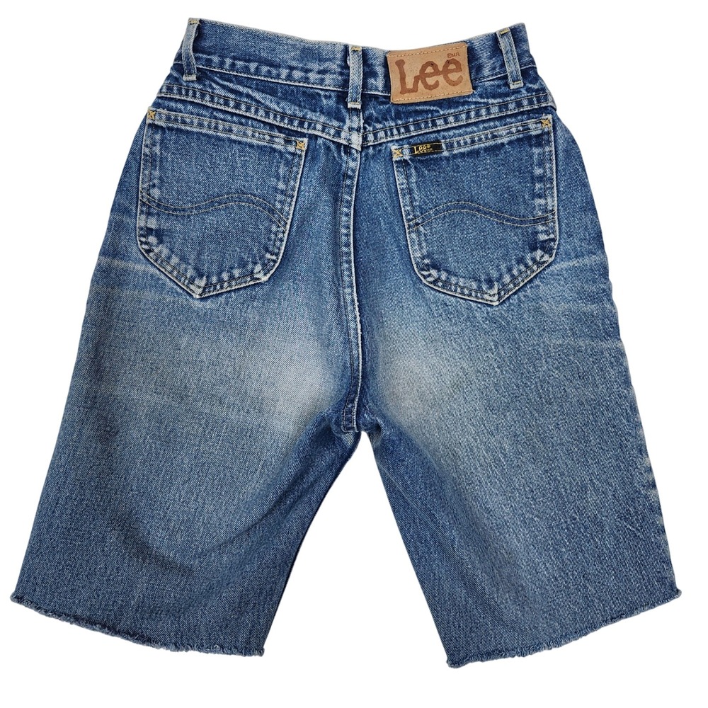 Vintage 80s Lee Riders High Waisted Raw Hem Denim Jorts USA Union Grunge W25